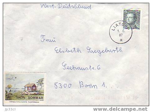 Suède : Lettre De Liatorp Du 1/6/1987 Avec Vignette "Skon Sommar Hörselfrämjandets Riksforbund" - Storia Postale