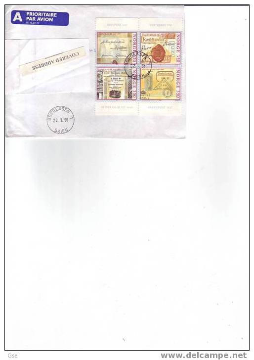 NORVEGIA 1996 - Lettera Per L'Italia - Yvert 1146/49 - Posten - Storia Postale