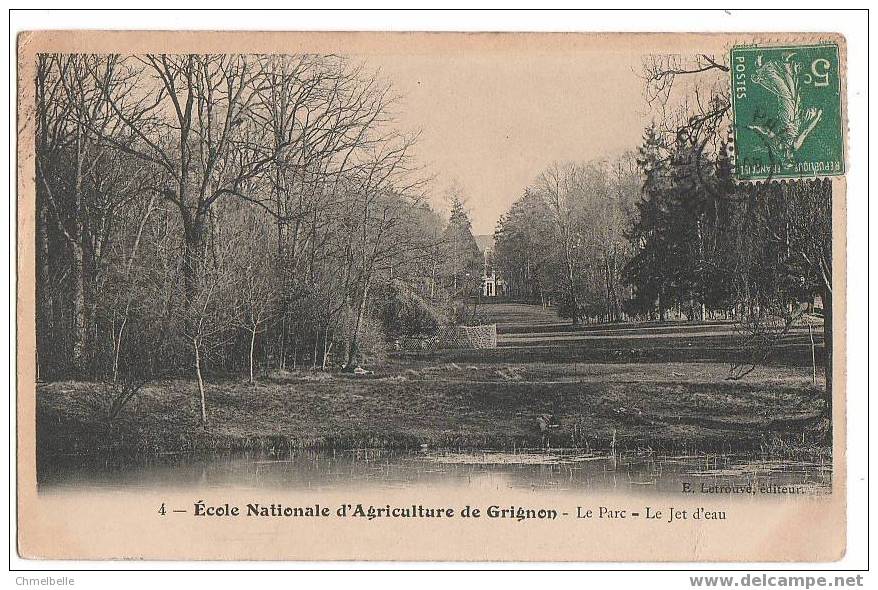 78 Ecole Nationale D´agriculture De GRIGNON - Le Parc Et Le Jet D´eau - Achat Immédiat - Grignon