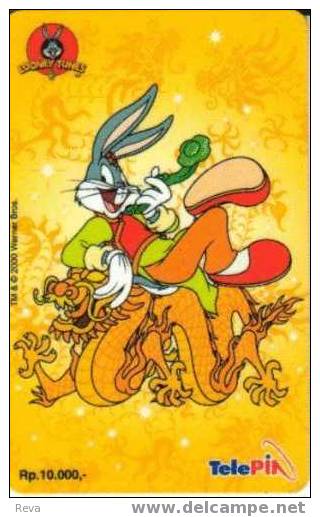 INDONESIA 10.000 R  DISNEY  CARTOON  BUGS BUNNY YEAR OF  DRAGON  ZODIAC  YELLOW PRIVATE  COMPANY SPECIAL PRICE  !!! - Indonesien