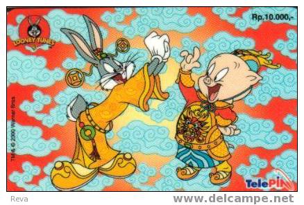 INDONESIA 10.000 R  DISNEY  CARTOON  BUGS BUNNY  &  PIG  ANIMAL PRIVATE  COMPANY SPECIAL PRICE  !!! - Indonesia