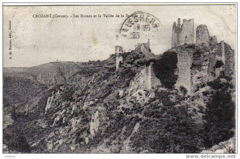 Carte Postale 23 Crozant Les Ruines Et La Vallée De La Sedelle - Crozant