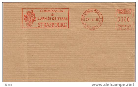 Lot 378: EMA Découpé D'une Grande Enveloppe, Commissariat De L'armée De Terre Strasbourg - Police - Gendarmerie