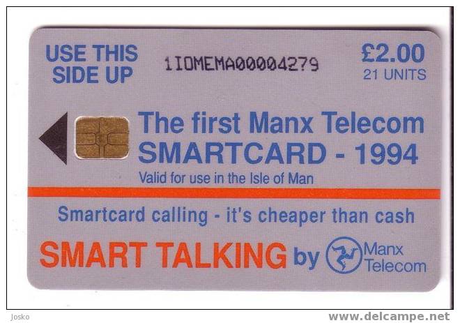 Isle Of Man - Man ( Ile De ) - IOM - RARE Card Smart Talking  -  SECOND VARIANT -  DIFFERENT BACK SIDE - Man (Ile De)