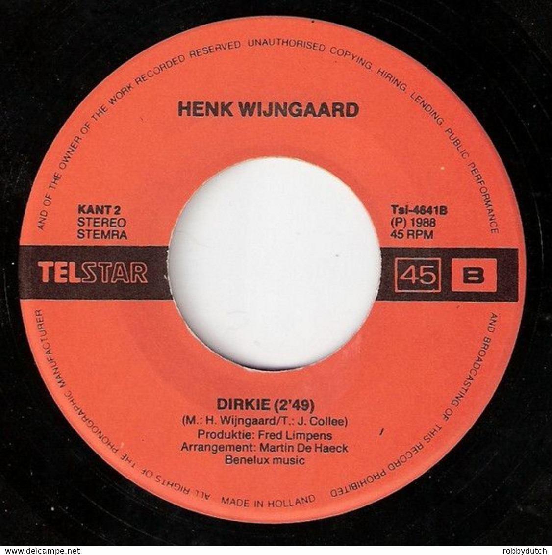 * 7" * HENK WIJNGAARD - 'N SNEEUWWITTE BRUIDSJURK (Telstar 4641) - Sonstige - Niederländische Musik