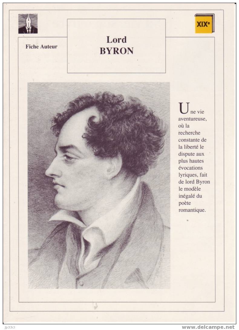 Fiche D´auteur Sur Lord Byron - Fichas Didácticas