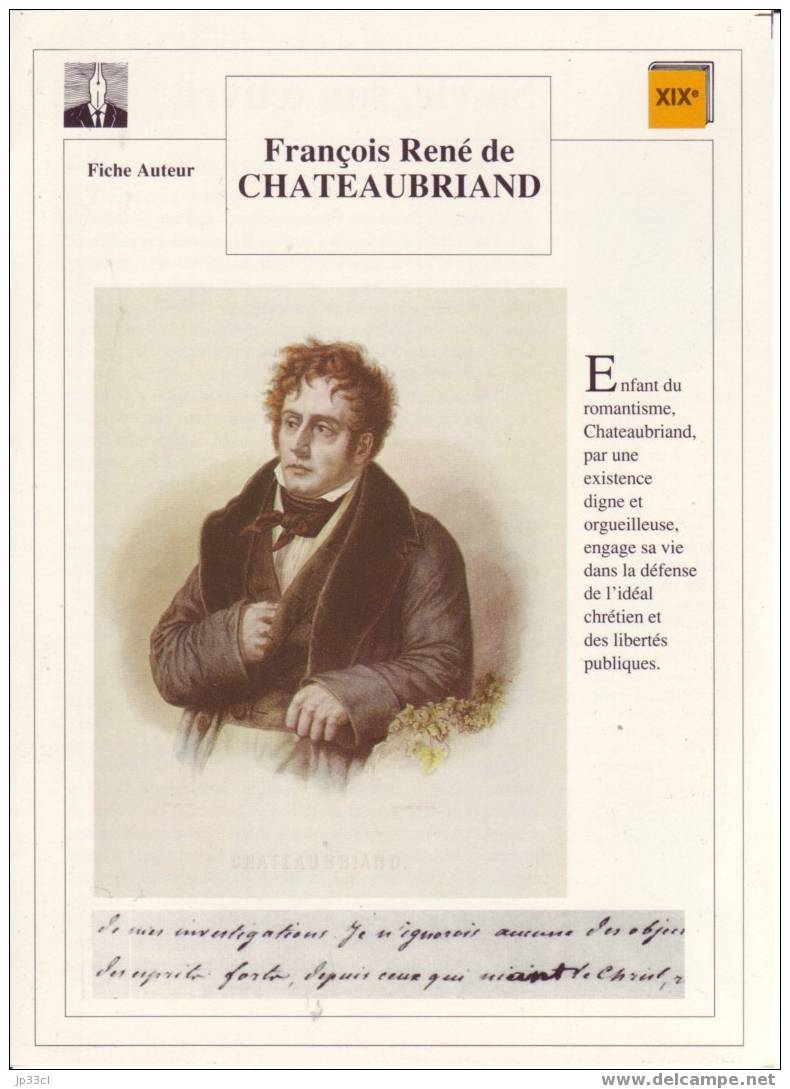 Fiche D´auteur Sur Chateaubriand - Fiches Didactiques