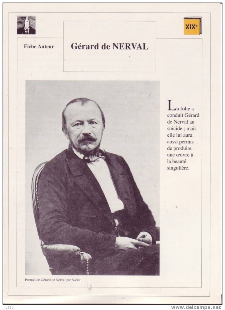 Fiche D´auteur Sur Gérard De Nerval - Fiches Didactiques