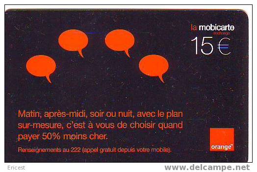 MOBICARTE PLAN SUR MESURE 15 EUROS 12/01 AU 06/2003 ETAT COURANT (traces) - Cellphone Cards (refills)