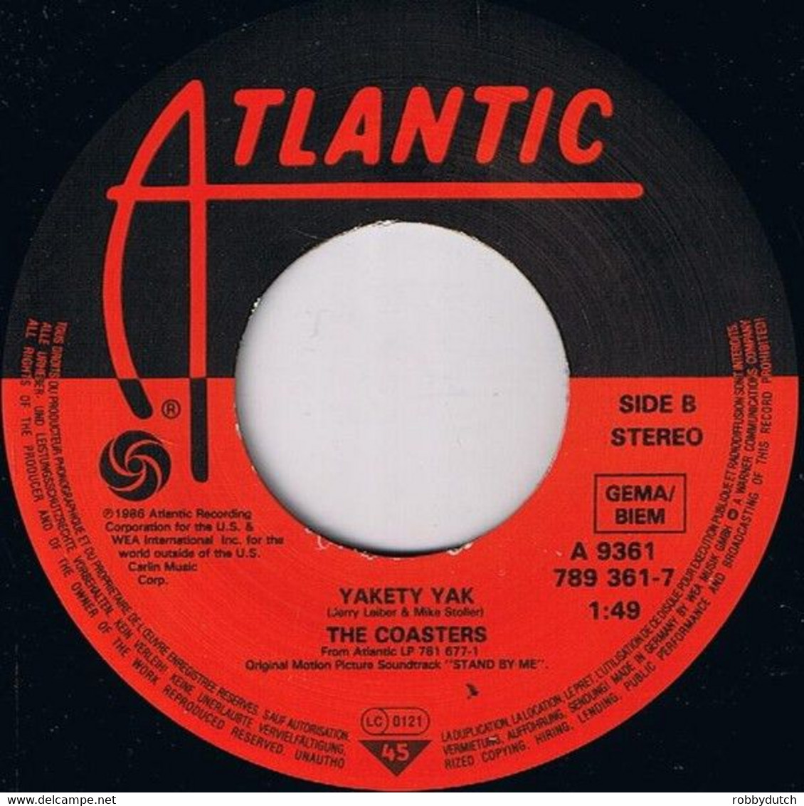 * 7" * BEN E. KING - STAND BY ME / YAKETY YAK - Soul - R&B