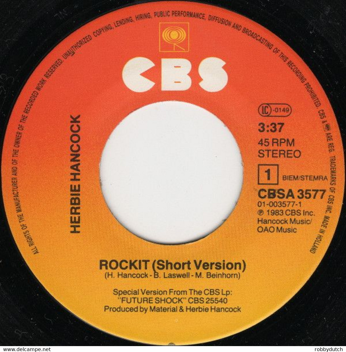 * 7" * HERBIE HANCOCK - ROCKIT - Soul - R&B