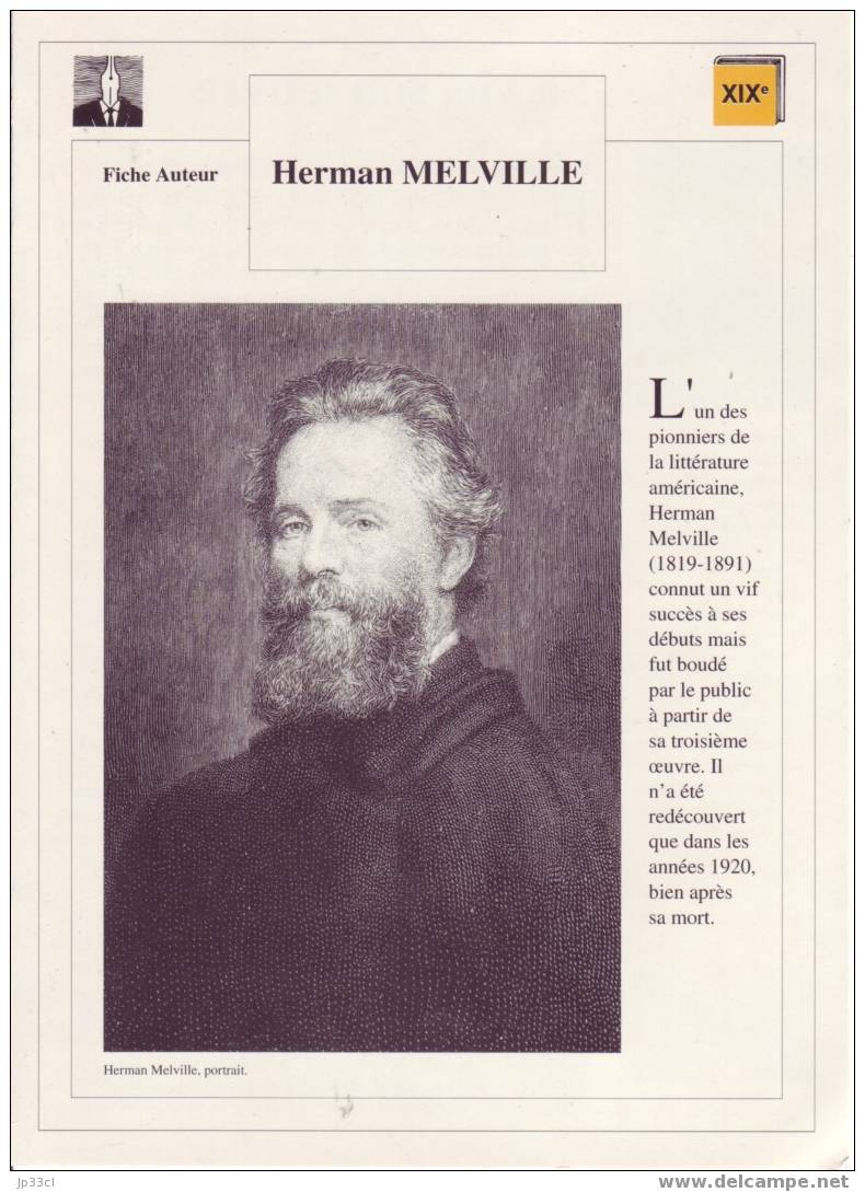 Fiche D´auteur Sur Herman Melville - Lesekarten