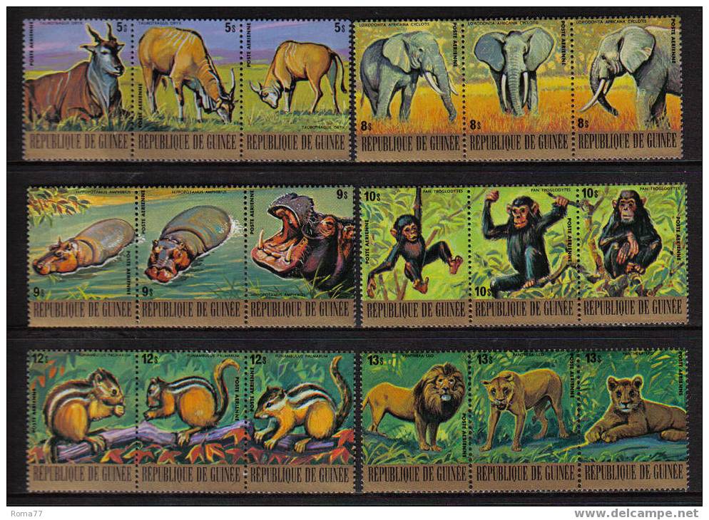 1170 - GUINEA , POSTA AEREA N. 116/33  *** Diversi - Singes