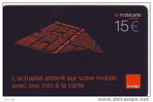 MOBICARTE SMS 15  EUROS ETAT COURANT - Cellphone Cards (refills)