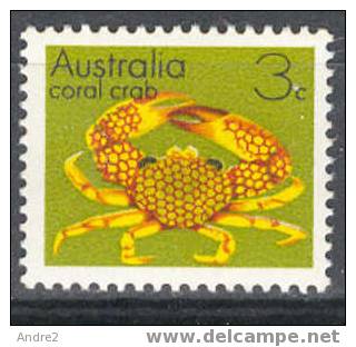 Australia 1973 Marine Life 3cCoral Crab : Variety  Weak "3c" And "Australia" - Crustacés