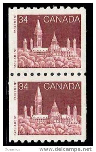 Canada (Scott No. 952 - Parlement) [**] Luxe / ExF - Roulette / Coil  (Paire / Pair) - Unused Stamps