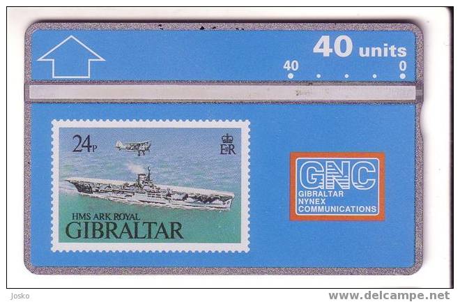 Stamps On Cards – Timbres- Stamp - Timbre - War Ship - Armee Bateau - Ships GIBRALTAR - Scratch , See Scan For Condition - Gibraltar