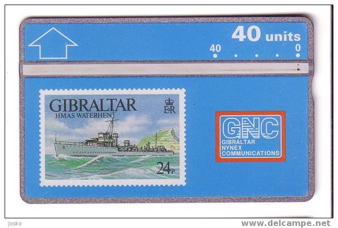 Stamps On Cards – Timbres- Stamp - Timbre - War Ship - Armee Bateau - Army Ships - Bateaux - Military - GIBRALTAR - Gibilterra