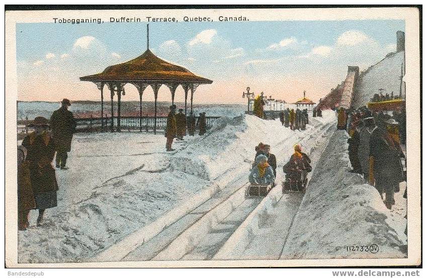 Canada Québec  Toboggan Glace Luge Tobogganing Dufferin Terrace Neige - Québec - Château Frontenac