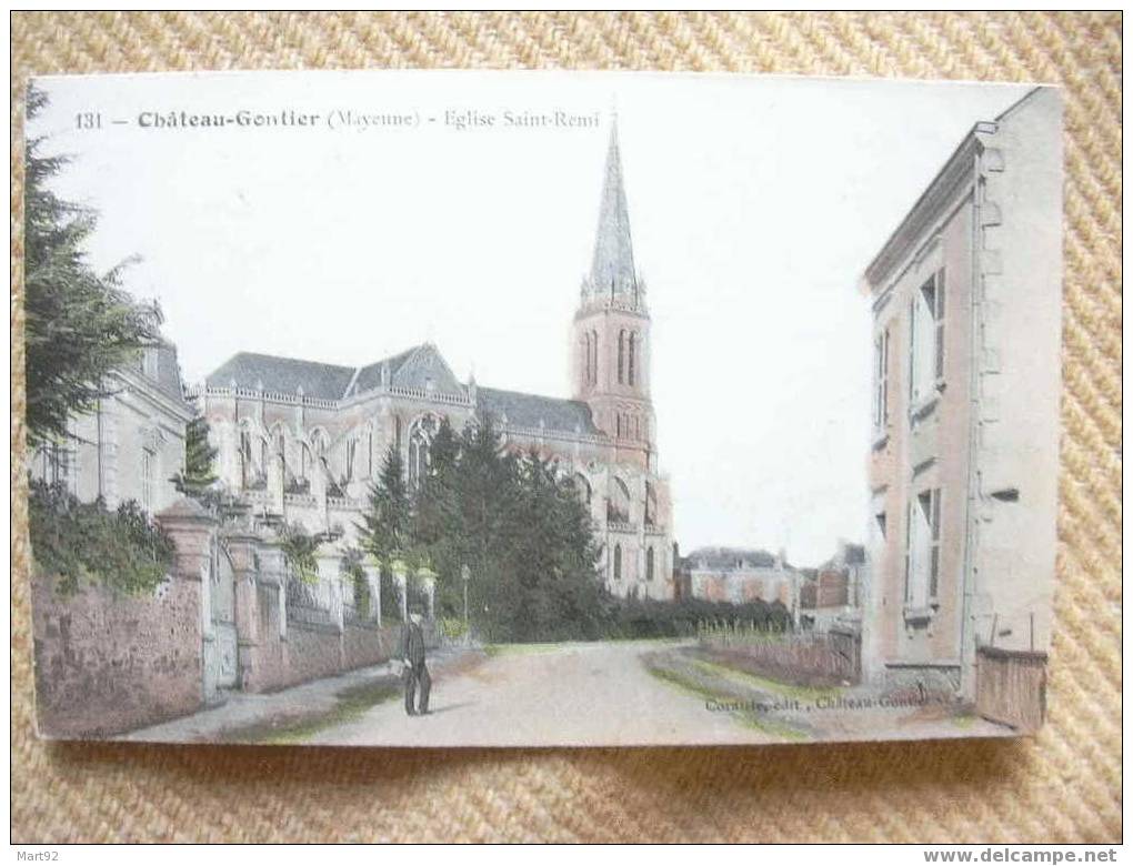 53 CHATEAU GONTIER  EGLISE SAINT REMI COLORISEE - Chateau Gontier