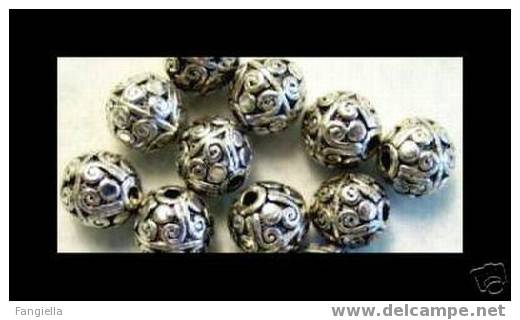 2 Perle Argent Du Tibet Style Bali 8mm Qualité Extra - Perlas