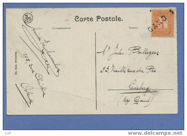 108 Op Kaart Van OOSTENDE, Zegel Ontwaard Met Naamstempel Te GAND 1 !!!!!!!!!!!!!! - 1912 Pellens