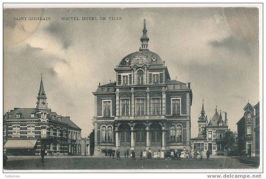 Saint Ghislain Nouvel Hotel De Ville Animé 1910 (h524) - Saint-Ghislain