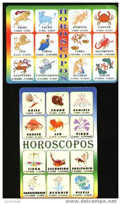 Pocket Calendar Zodiac- Horoscope  Almanaque 2 Diff - Autres & Non Classés