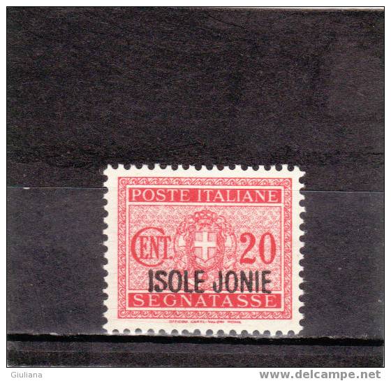 Italia Occ. 2^ Guerra - Isole Jonie  N. 2**  Segnatasse (Sassone) 1941 F.lli D'Italia Sovrastampati - Îles Ioniennes