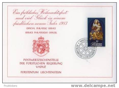 Liechtenstein Glückwunschkarte / Christmas Card 1982 - Madonna With Child - Stamped Stationery