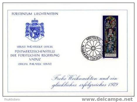Liechtenstein Glückwunschkarte / Christmas Card 1978 - Stained Glass Window - Holy Family - Stamped Stationery