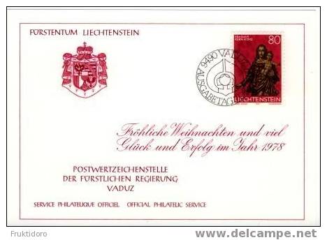 Liechtenstein Glückwunschkarte / Christmas Card 1977 - Madonna And Child - Stamped Stationery