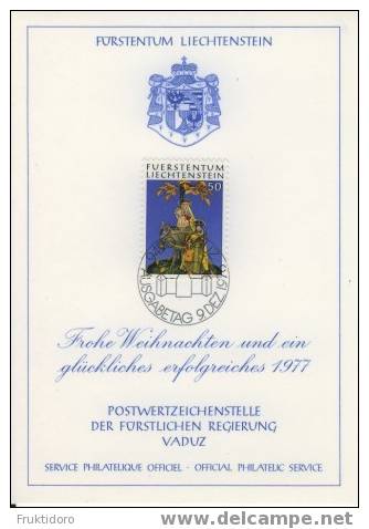 Liechtenstein Glückwunschkarte / Christmas Card 1976 - The Holy Family - Postwaardestukken