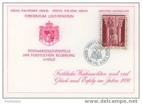 Liechtenstein Glückwunschkarte / Christmas Card 1975 - St. Peter - Stamped Stationery