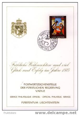 Liechtenstein Glückwunschkarte / Christmas Card 1974 - The Holy Family - Stamped Stationery