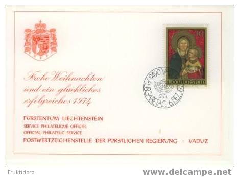 Liechtenstein Glückwunschkarte / Christmas Card 1973 - Madonna - Icon - Stamped Stationery