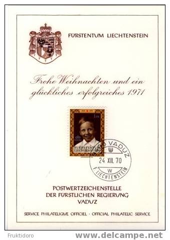 Liechtenstein Glückwunschkarte / Christmas Card 1970 - Red Cross - Prince Wenzel - Stamped Stationery