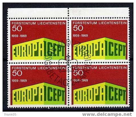 Liechtenstein 1969 EUROPA Used / Gestempelt Viererblock / Bloc Of 4 - 1969