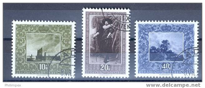 LIECHTENSTEIN, SET FAMOUS PAINTINGS 1951, USED - Usados