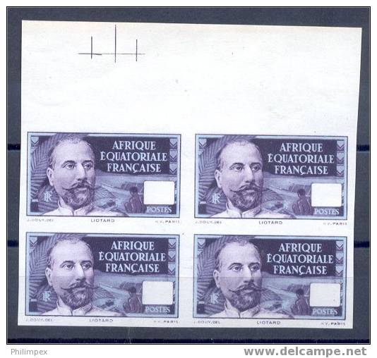 FRENCH COLONIES, AEF 10 FRANCS MISSING VALUE IMPERFORATED BLOCK OF 4 - NEVER HINGED **! - Nuevos