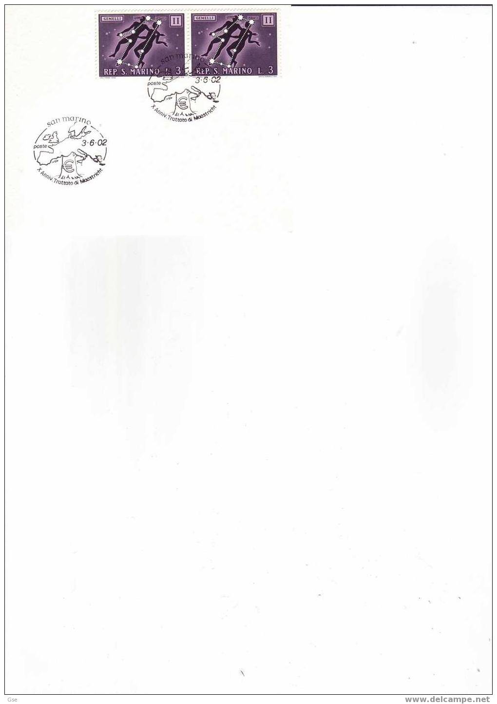 SAN MARINO 2002 - Annullo Speciale Illustrato - Maastricht - Europa - Münzen