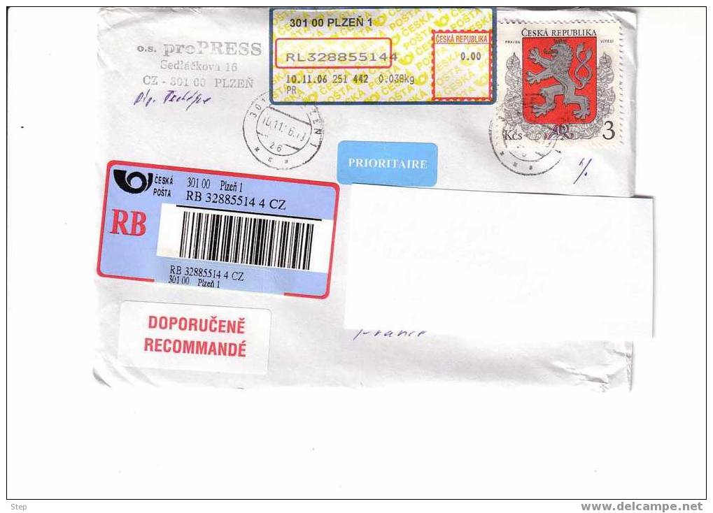 REPUBLIQUE TCHEQUE : Enveloppe Format CARRE Recommandée 2006 Avec Bloc Au Verso - Sonstige & Ohne Zuordnung