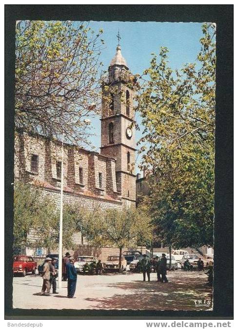 CPSM - Sartene - La Place La Porta Et L'église Sainte-Marie (animée Peugeot 404, Citroën DS... La Cigogne 20 272 41) - Sartene