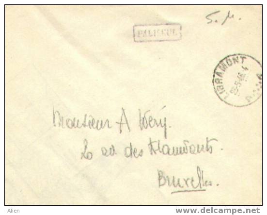 Brief In S.M. Libramont Naar Brussel Met In Kader "PALISEUL" 1946. - Guerre 40-45 (Lettres & Documents)