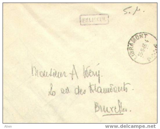 Brief In S.M. Libramont Naar Brussel Met In Kader "PALISEUL" 1946. - WW II (Covers & Documents)