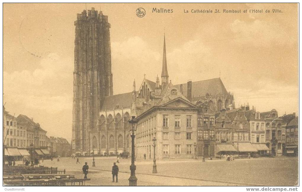 Belgique.Malines.La Cathédrale St Rombaud Et L'hôtel De Ville. - Mechelen
