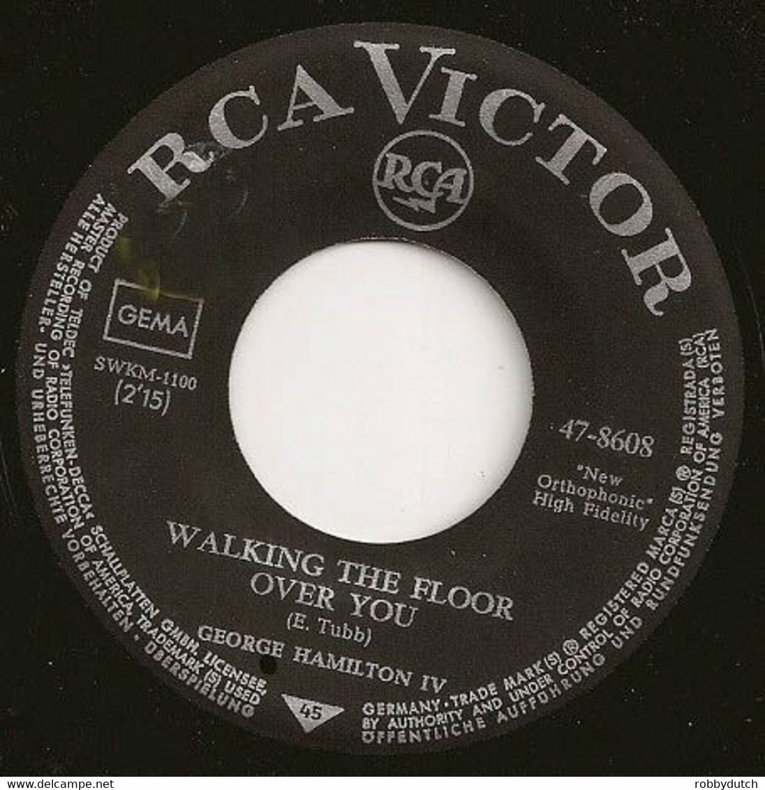 * 7" * GEORGE HAMILTON IV - WALKING THE FLOOR OVER YOU (1957 Country. Ex!!!) - Country Y Folk