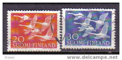 Finlande Finland 1956 Cygnes Swans Serie Complete Obl - Gallinacées & Faisans