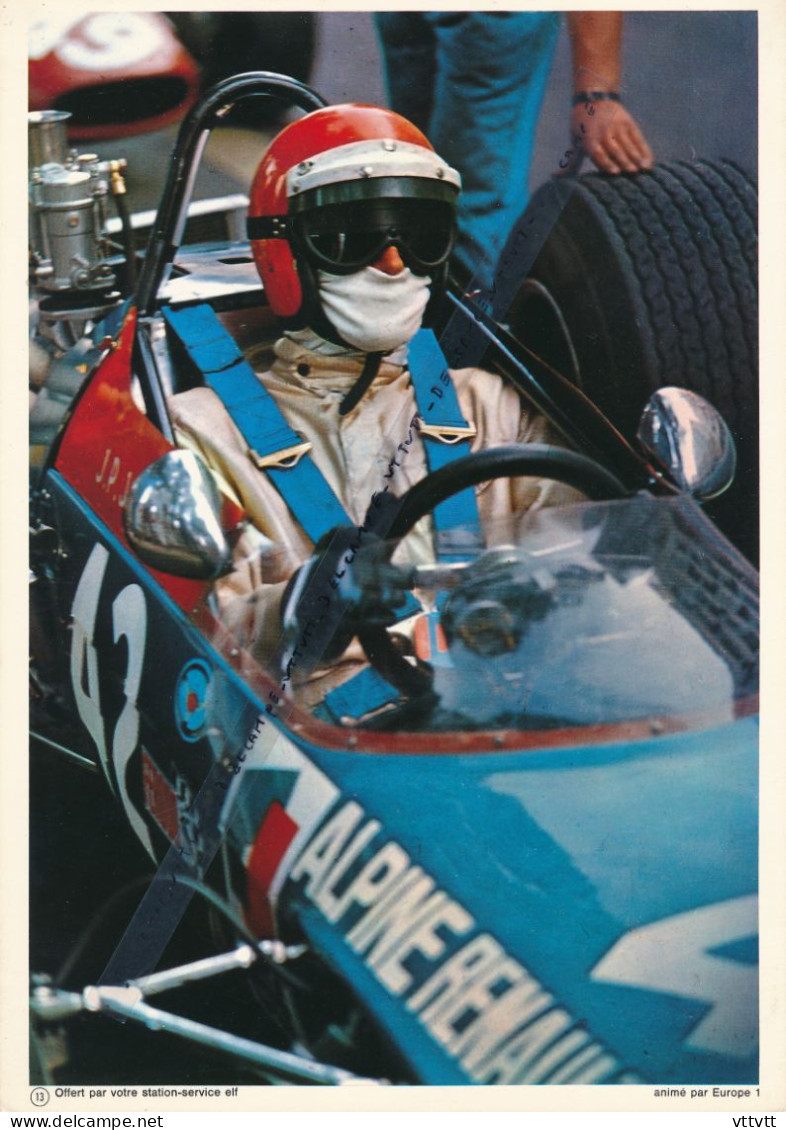 Jean Pierre Jabouille, Pilote Elf, Collection Elf (1970, N° 13) 30 Cm Sur 21 Cm Cartonnée, Monaco, Recto-verso - Car Racing - F1