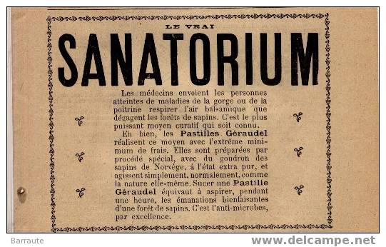 PUB De 1903  " LE VRAI SANATORIUM La PASTILLE GERAUDEL " - Reclame